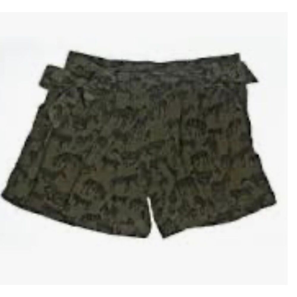 Anthropologie Daughters of the Liberation Dark Green Zebra Shorts Size 6